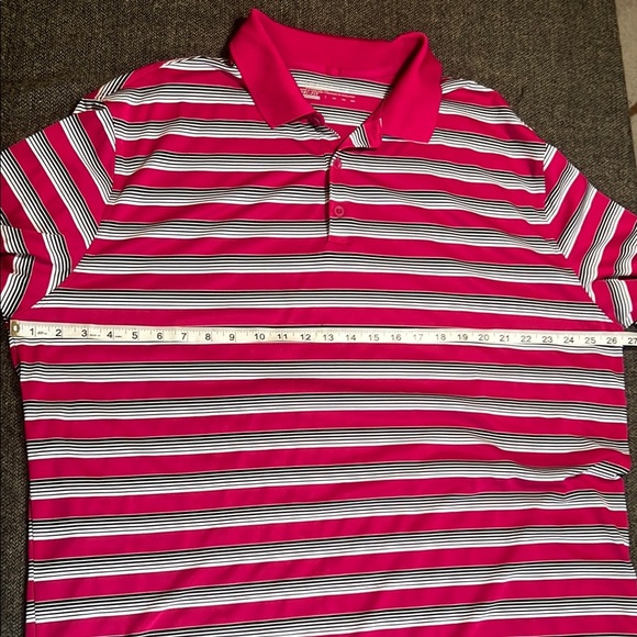 Nike Golf Hot Pink Striped Golf Polo Standard Fit Dri-Fit sz XXL - Picture 6 of 8